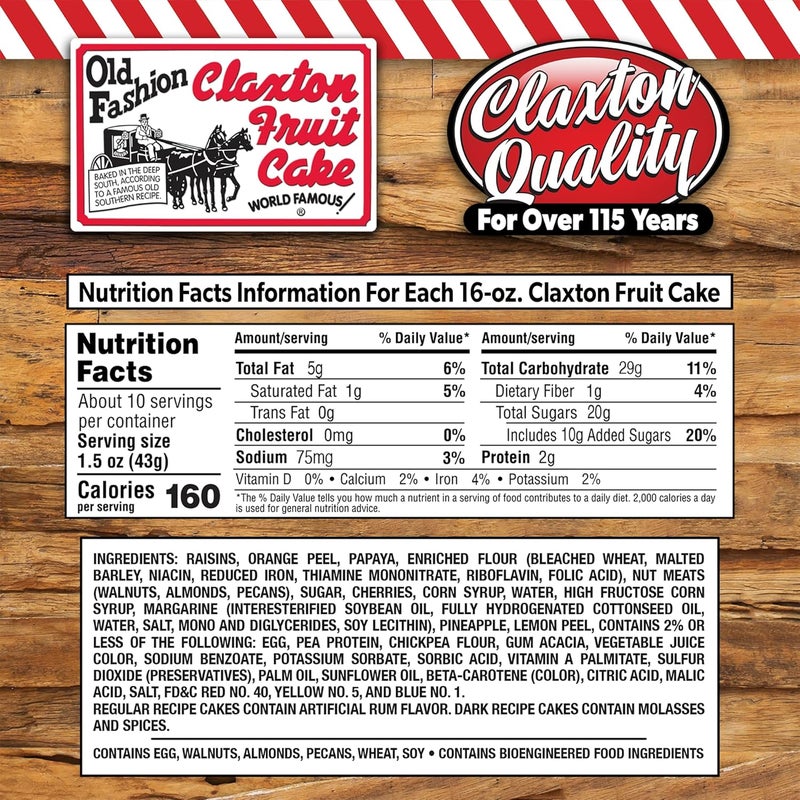 Claxton Dark Fruit Cake - 1 lb Box - Image 2